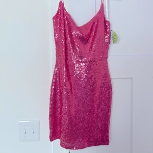 Hot pink sequins mini dress